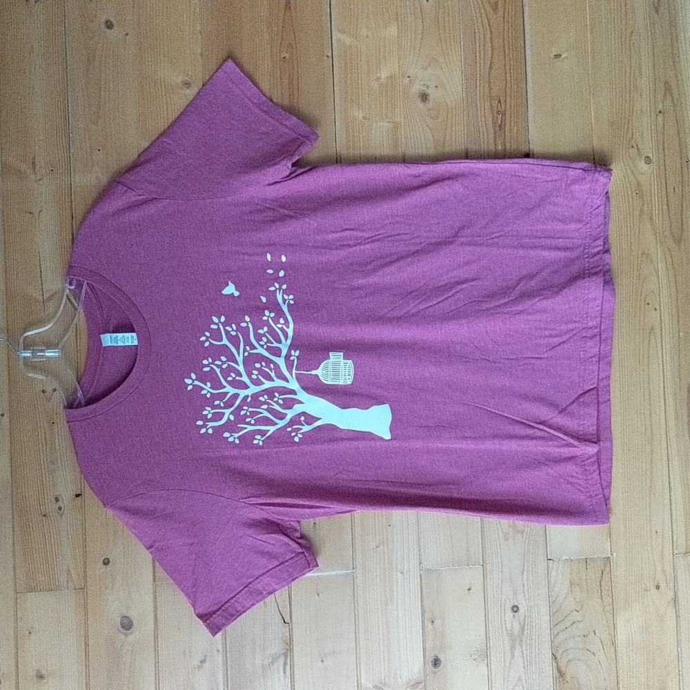 With the Wind Winery: pink, short sleeve, graphic t-shirt.